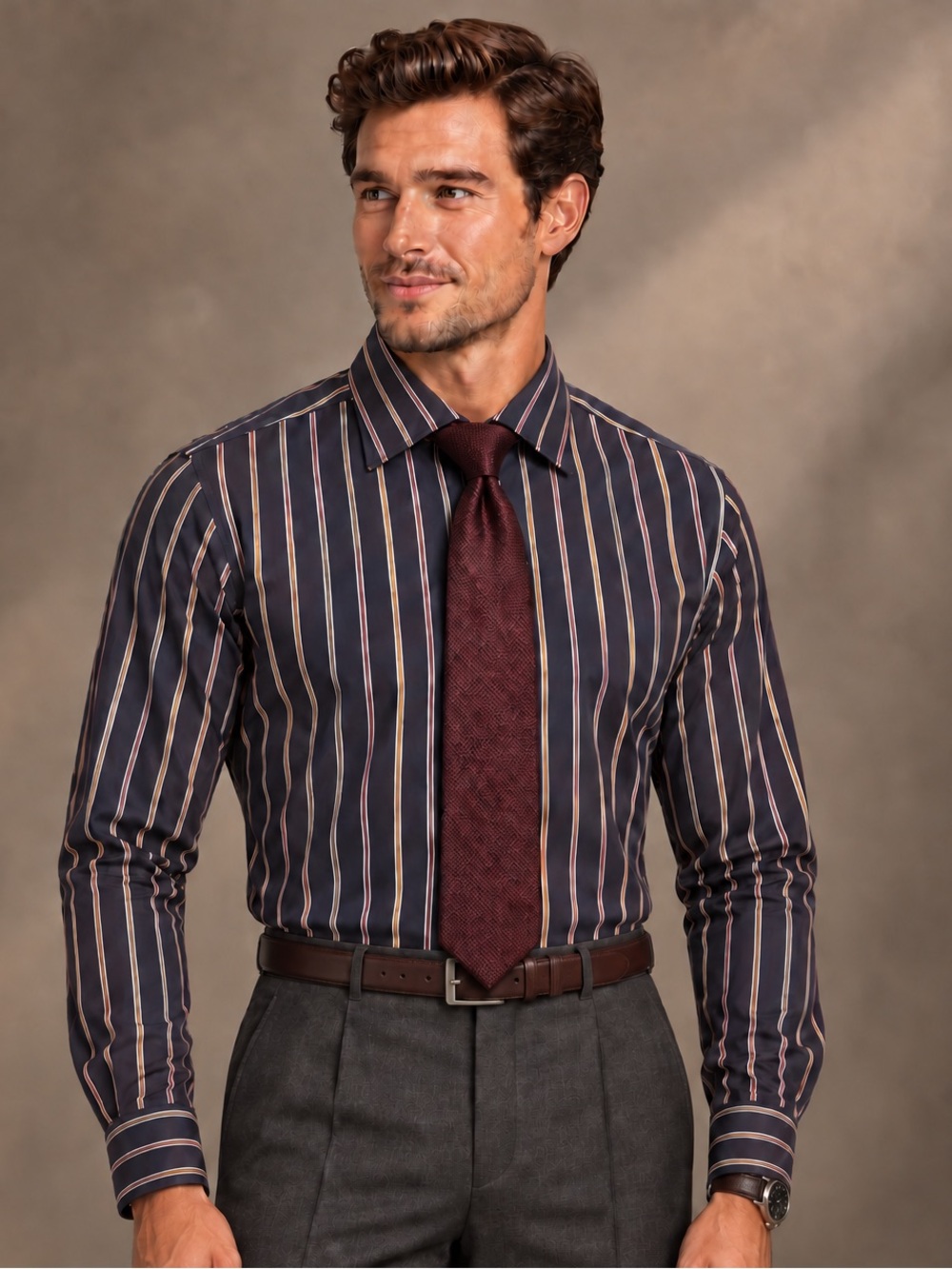 PINK by Thomas Pink Men’s Navy Stripe Dress Shirt 16/41cm
